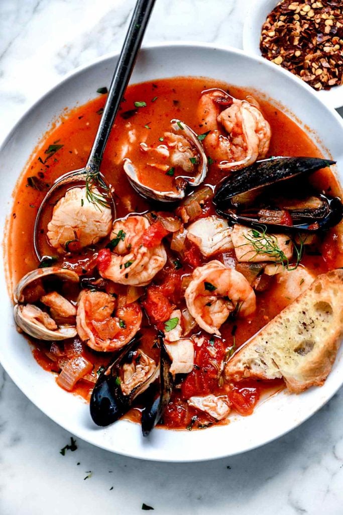Ina Garten's Cioppino Recipe | foodiecrush.com #easy #authentic #cioppino #Sanfrancisco #tomato #stew #seafood