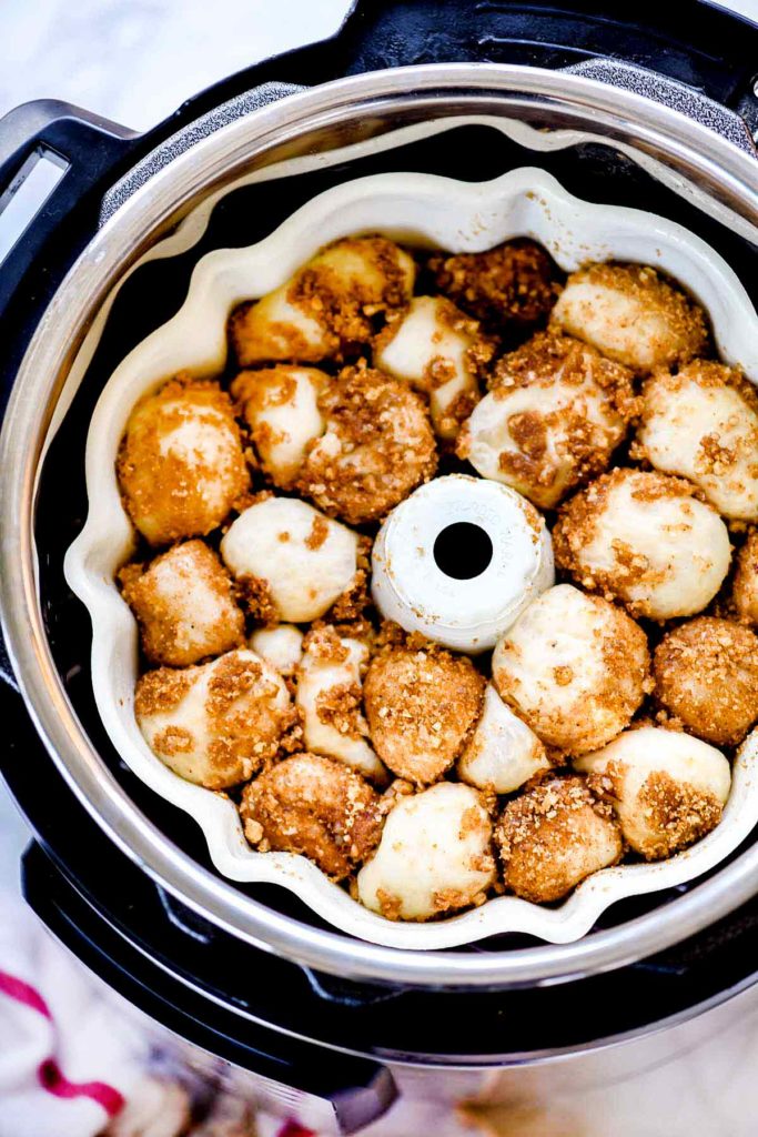 Easy Instant Pot Monkey Bread Recipe | foodiecrush.com #monkeybread #cinnamonroll #easy #recipe #rhodes