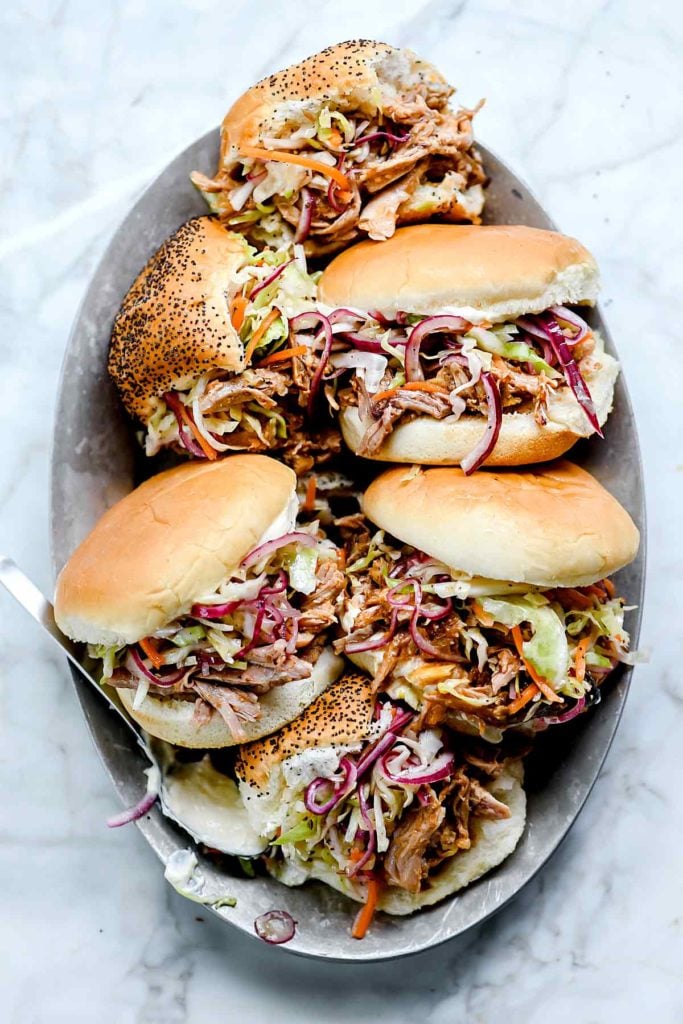 Pulled Pork Sandwich | foodiecrush.com #slowcooker #crockpot #recipes #withcoleslaw #sandwich #pulledpork