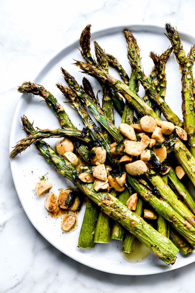Roasted Asparagus with Browned Butter and Almonds | foodiecrush.com #asparagus #side #recipe #healthy