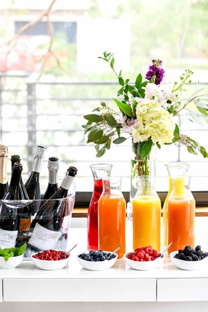 How to Make a DIY Mimosa Bar | foodiecrush.com #mimosa #bar #brunch #champagne