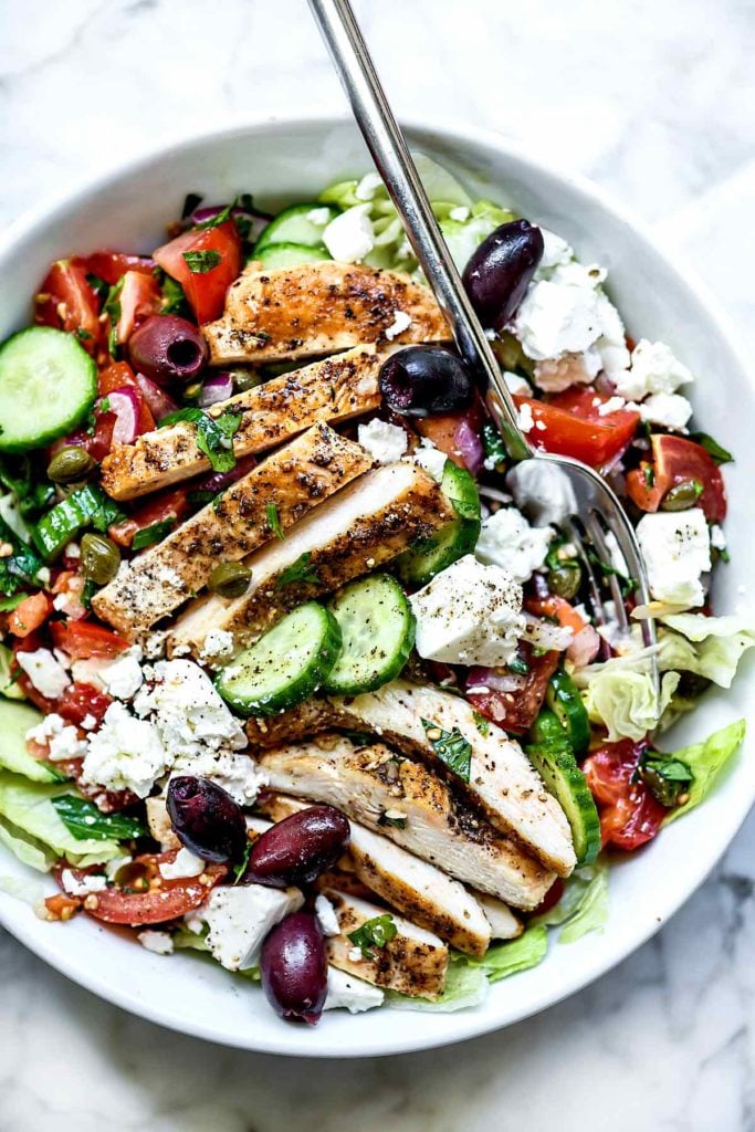 Greek Salad with Chicken | foodiecrush.com