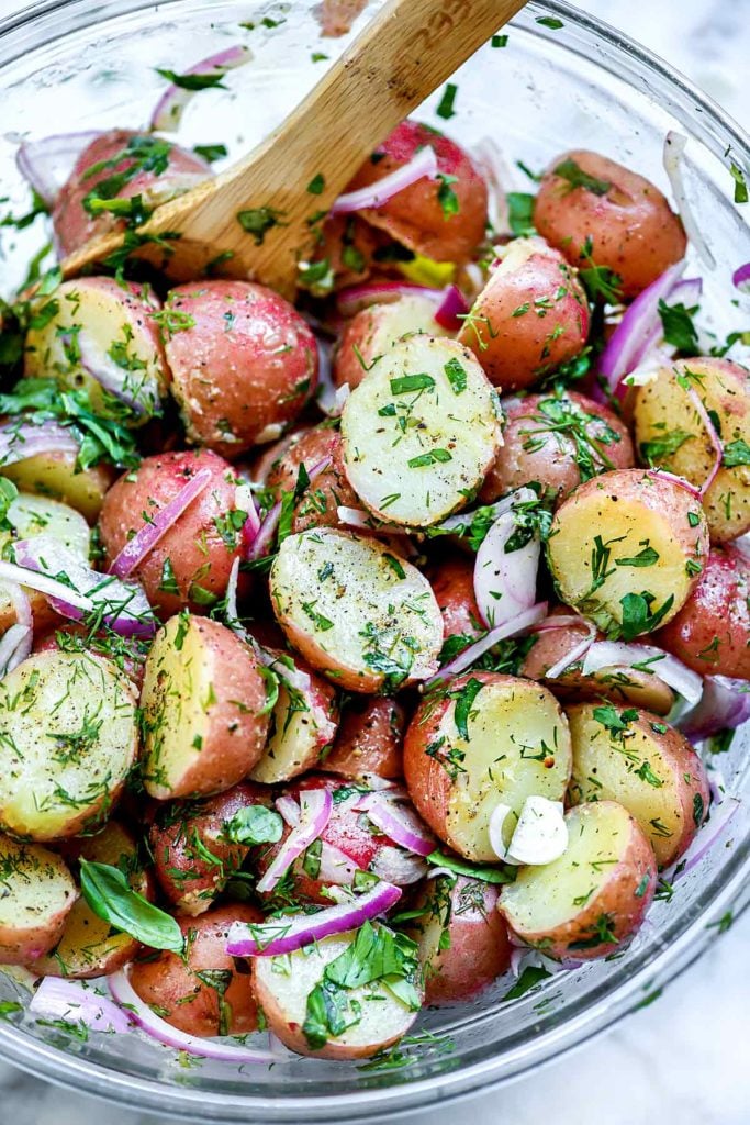 No-Mayo Potato Salad | foodiecrush.com #potatosalad #salads #easy #recipes #healthy