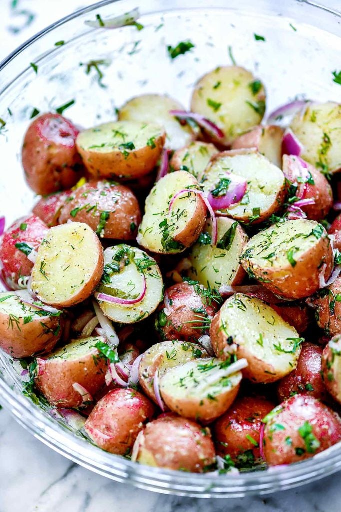 No-Mayo Potato Salad | foodiecrush.com #potatosalad #salads #easy #recipes #healthy