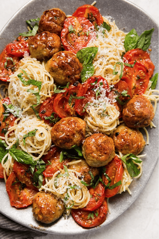 Italian Baked Chicken Meatballs from The Modern Proper on foodiecrush.com
