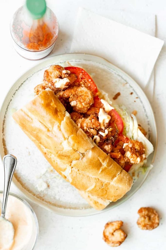 New Orleans Shrimp Po’ Boy with Creole Remoulade Sauce from Grandbaby Cakes on foodiecrush.com