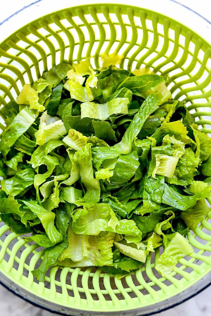 Romaine lettuce in spinner | foodiecrush.com