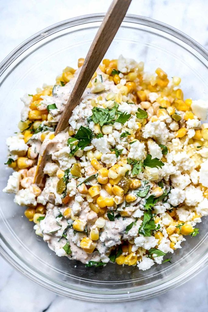 Mexican Corn Dip | foodiecrush.com #recipe #corn #dip #mexican #cold #hot #easy