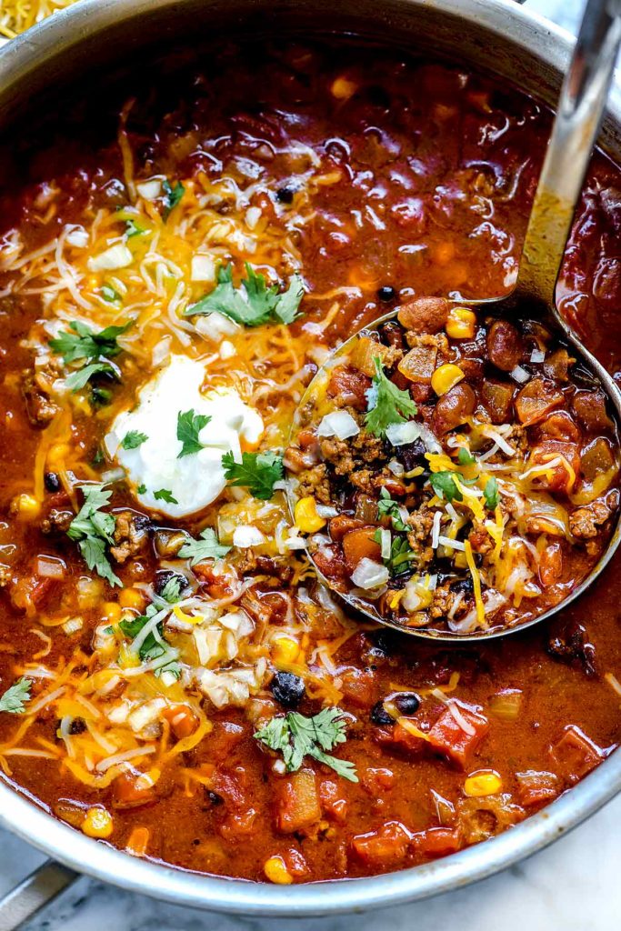 Easy Taco Soup (Stove Top or Crock Pot) | foodiecrush.com #soup #dinner #taco