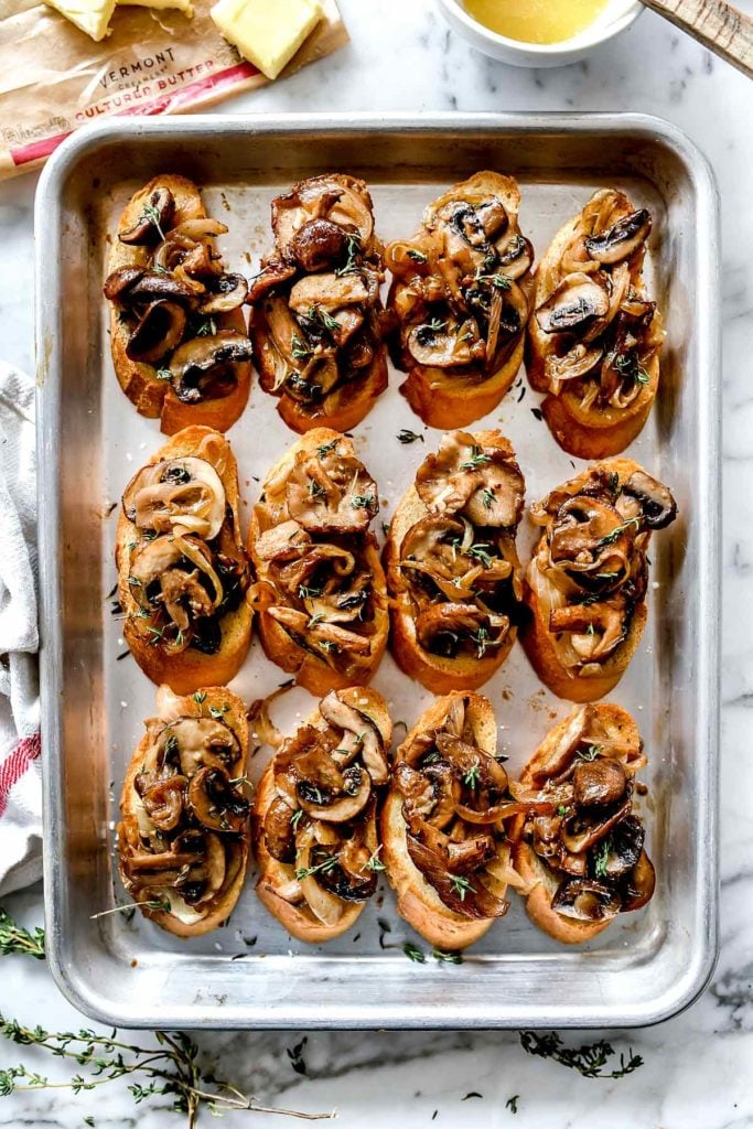 Caramelized Onion and Mushroom Crostini | foodiecrush.com