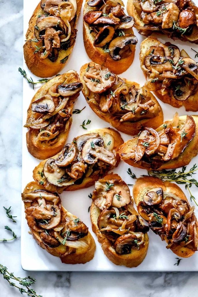 Caramelized Onion and Mushroom Crostini | foodiecrush.com
