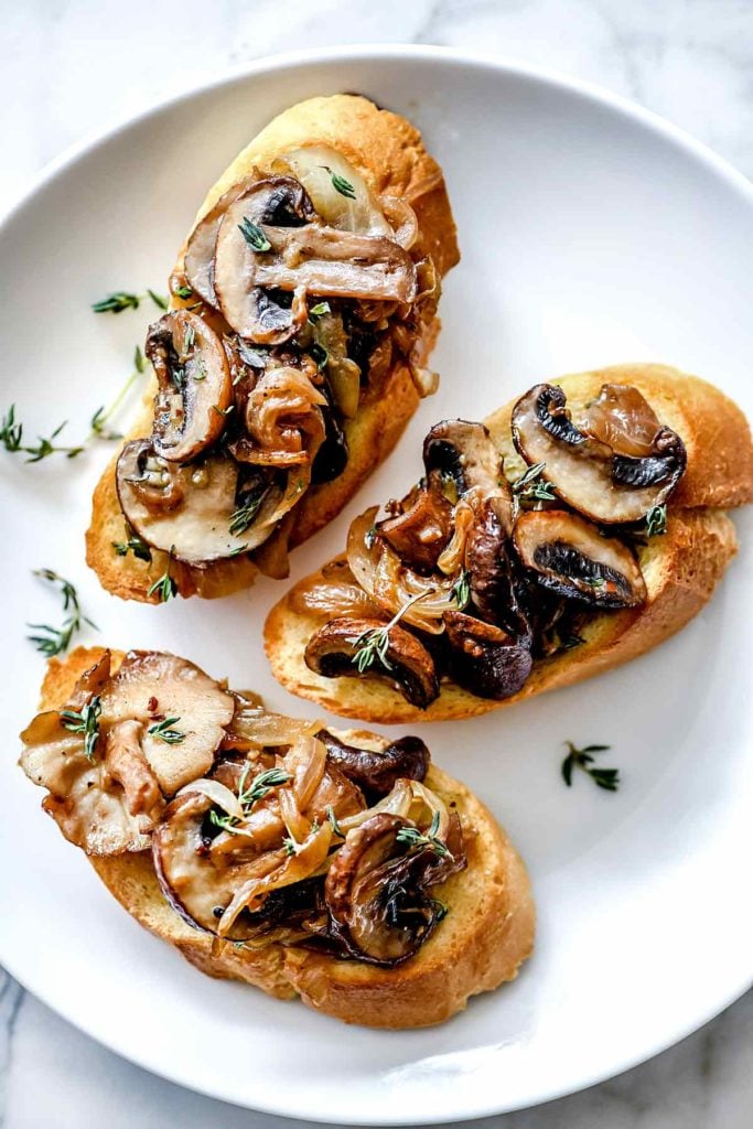 Caramelized Onion and Mushroom Crostini | foodiecrush.com