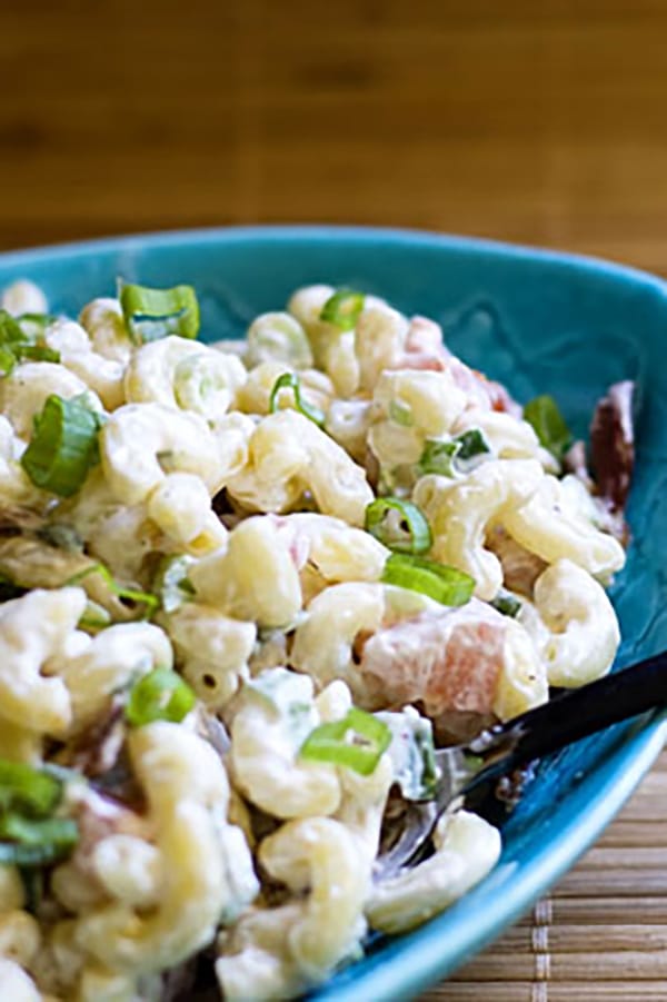 BLT Macaroni Salad from Buns In My Oven on foodiecrush.com