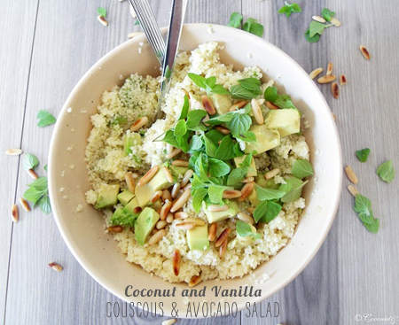 FoodieCrush Magazine Coconut and Vanilla Avocado and Couscous Salad
