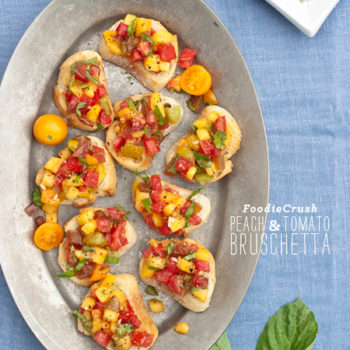 Peach and Tomato Bruschetta Recipe | foodiecrush.com