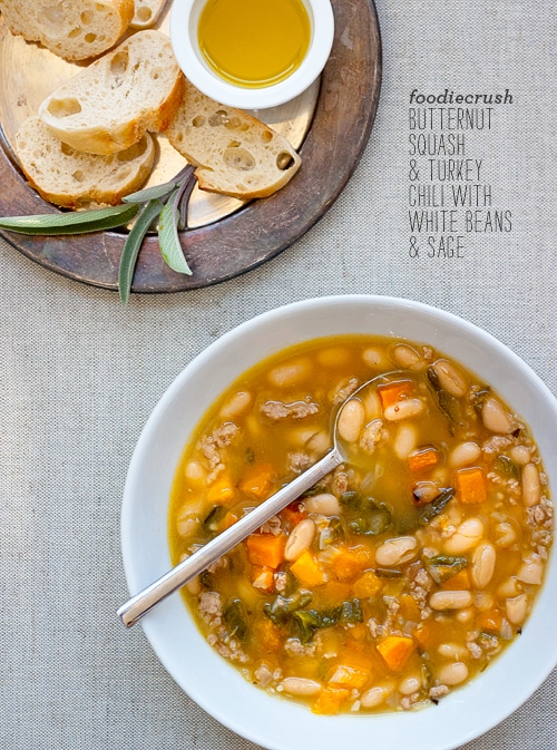 Roasted Butternut Squash and Turkey Chili with White Beans and Sage Image