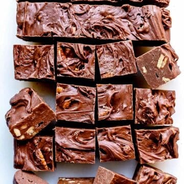 Mom's Homemade Easy Fudge Recipe | foodiecrush.com #chocolate #fudge #recipes #Christmas