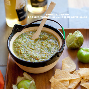 Roasted Tomatillo and Green Olive Salsa | FoodieCrush.com
