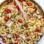 Chicken Piccata Pasta | foodiecrush.com #chicken #pasta #dinner #piccata #capers #healthy