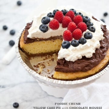 Yellow Cake PIe with Chocolate Mousse Foodie Crush