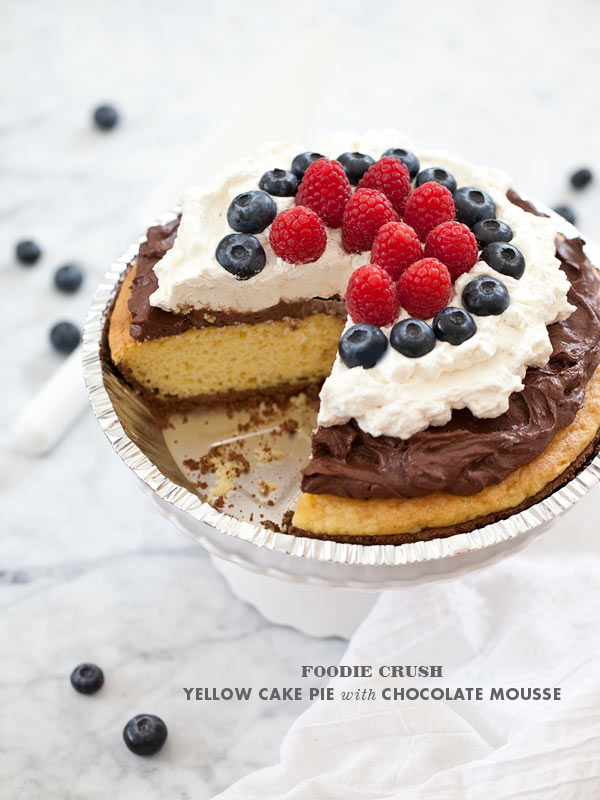 Yellow Cake PIe with Chocolate Mousse Foodie Crush