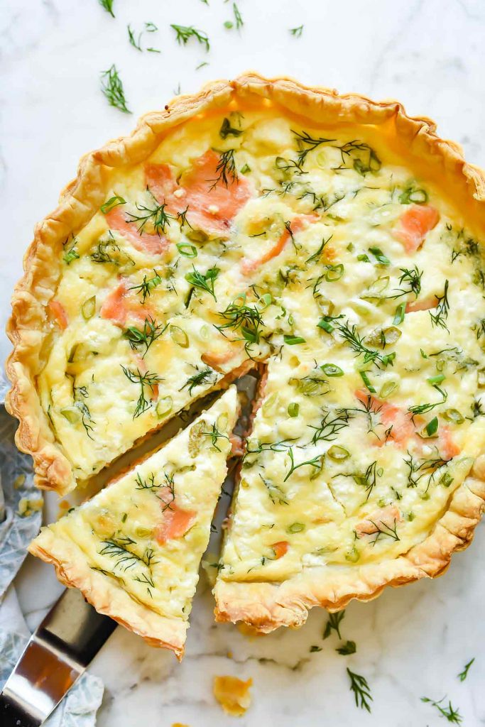 Puff Pastry Smoked Salmon and Creme Fraiche Quiche from foodiecrush.com on foodiecrush.com