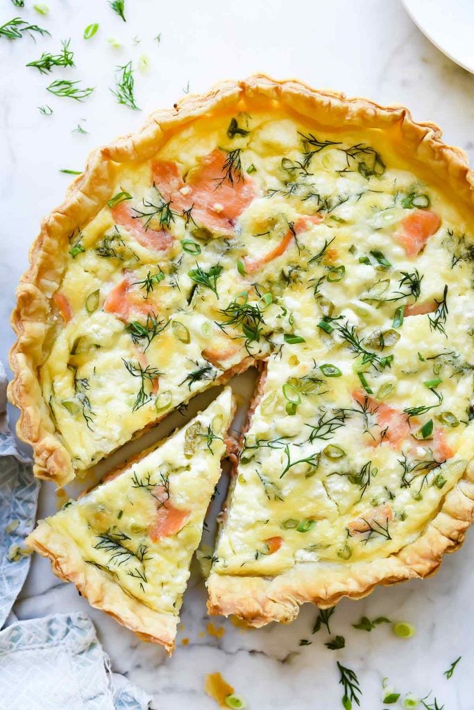 Puff Pastry Salmon and Goat Cheese Quiche | foodiecrush.com