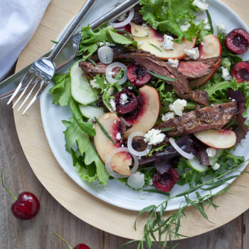 Balsamic Skirt Steak Salad with Nectarines Recipe from FoodieCrush