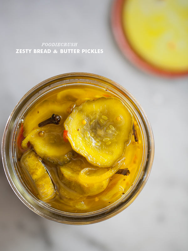 bread and butter pickles in glass jar