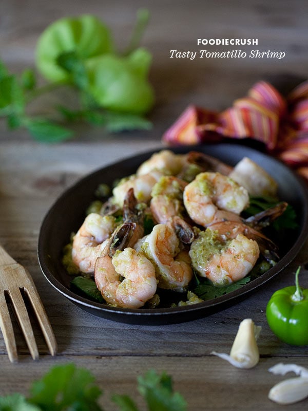 Tomatillo Shrimp Recipe from FoodieCrush