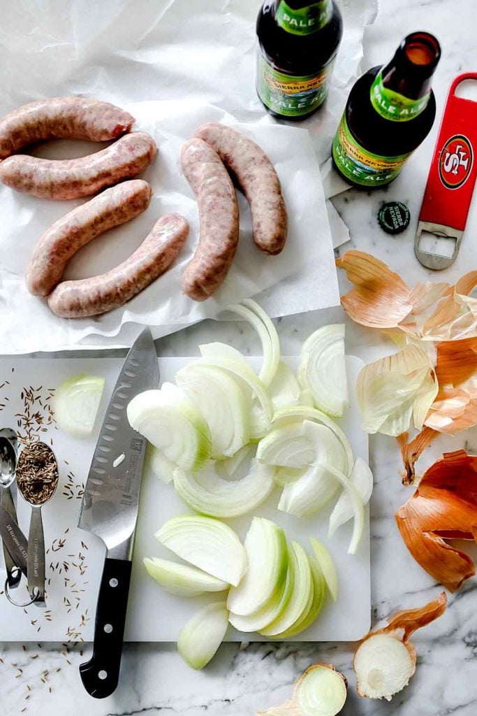 Bratwurst in Onions and Beer ingredients | foodiecrush.com