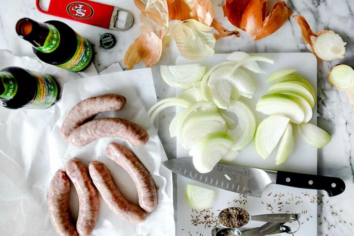 Bratwurst in Onions and Beer ingredients | foodiecrush.com