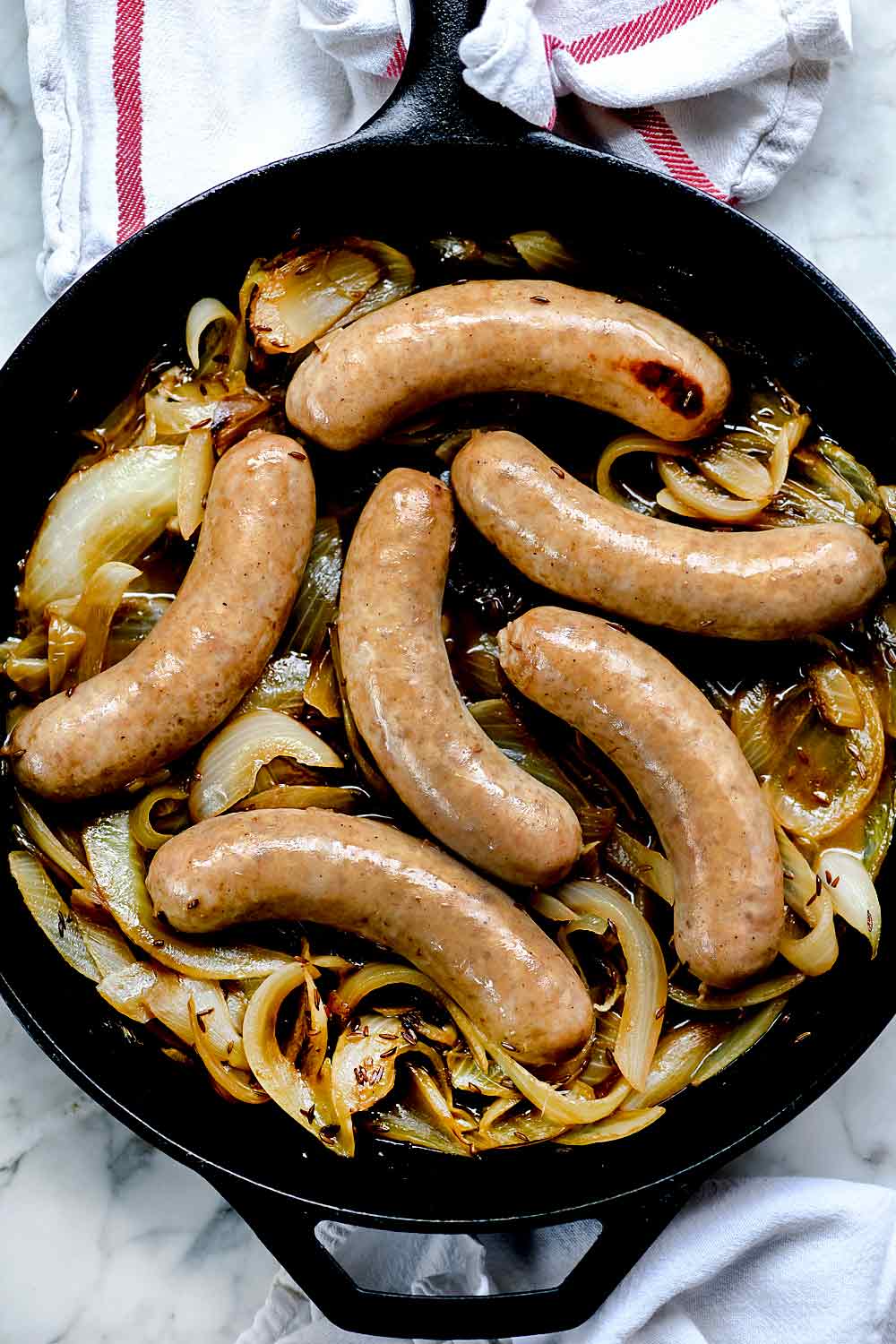 Bratwurst In Beer With Onions - foodiecrush .com