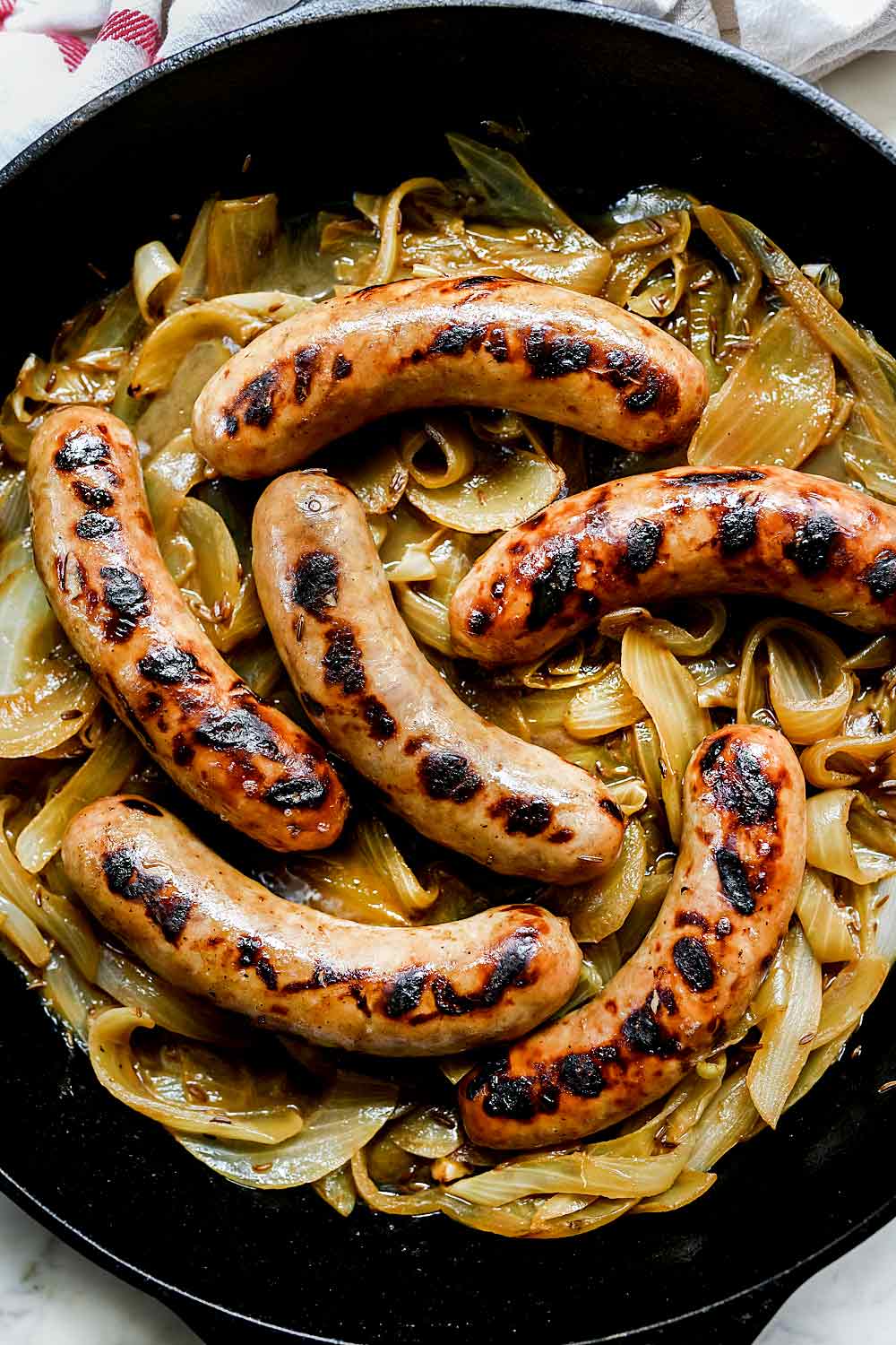 Bratwurst In Beer With Onions