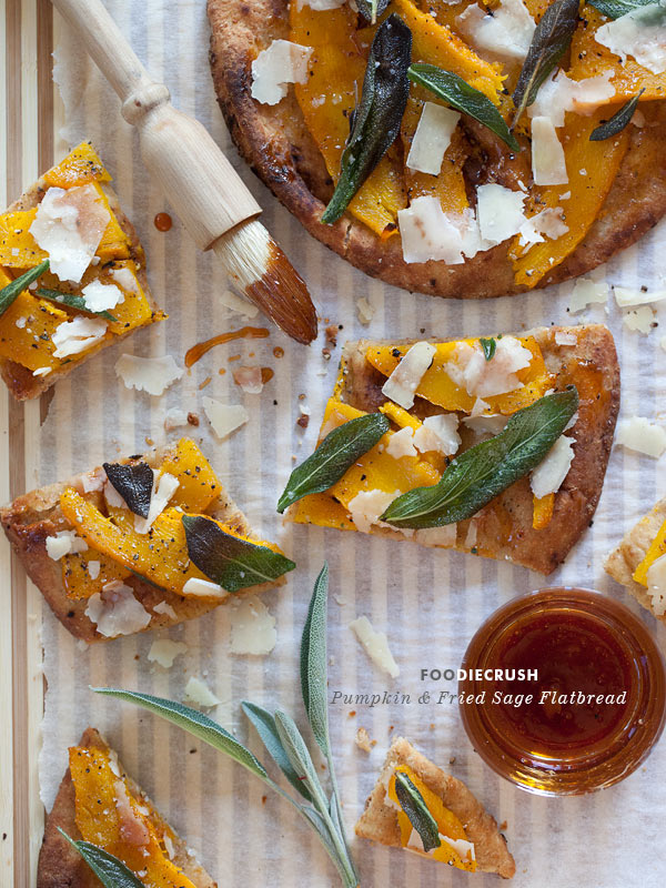 Pumpkin and Fried Sage Flatbread from FoodieCrush