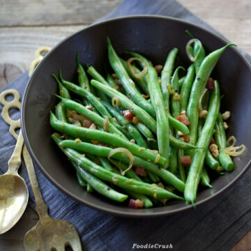 Pancetta and Hazelnut Green Beans from foodiecrush.com