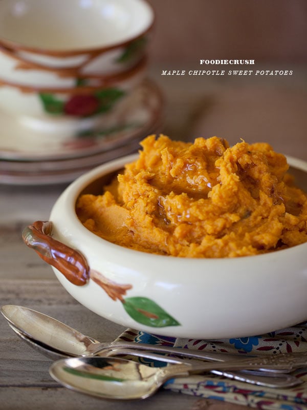 Maple Chipotle Sweet Potatoes from foodiiecrush.com