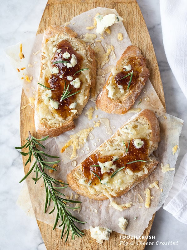 Fig and Cheese Crostini || FoodieCrush.com