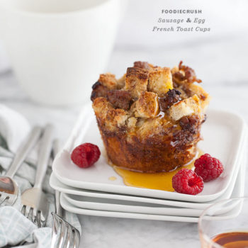 Sausage and Egg French Toast Cups || FoodieCrush.com