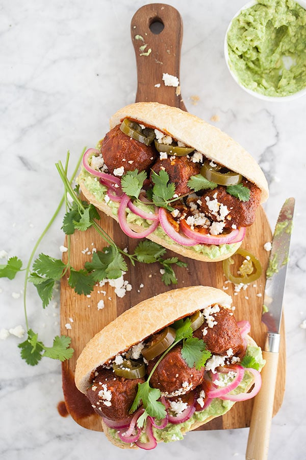 Mexican Turkey Meatball Sandwich | FoodieCrush.com