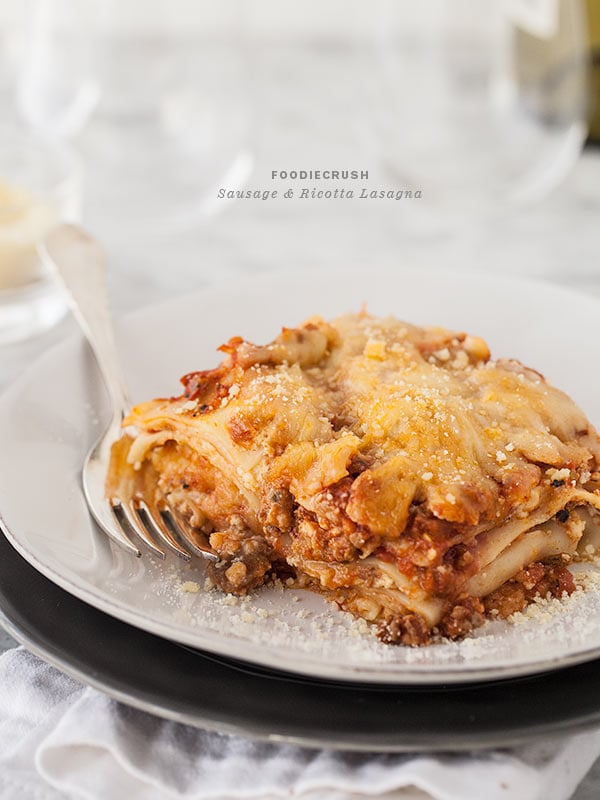 Sausage Lasagna with Ricotta Cheese | FoodieCrush