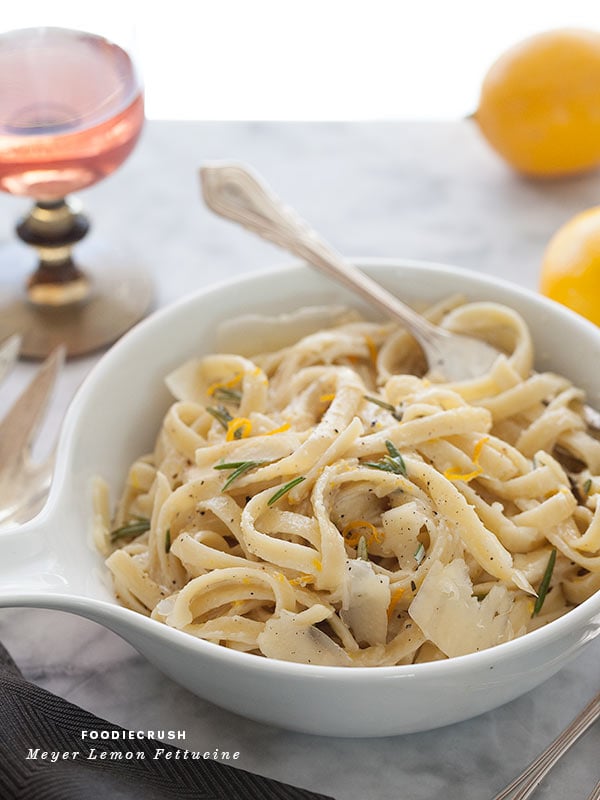 Meyer Lemon Fettucine || FoodieCrush