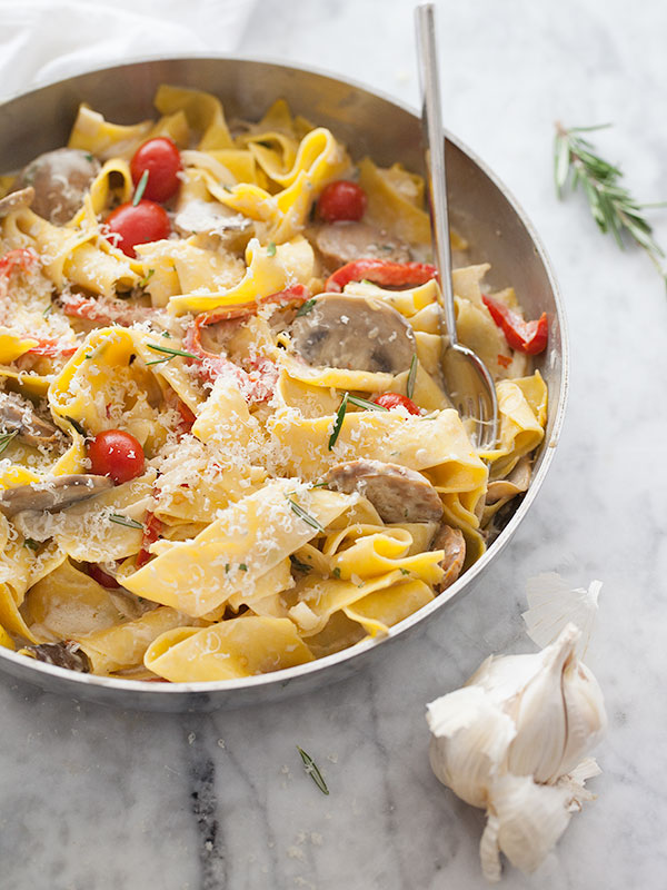 Sausage and Marsala Pappardelle || foodiecrush.com