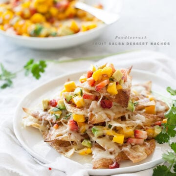 Dessert Nachos with Fruit Salsa | FoodieCrush.com