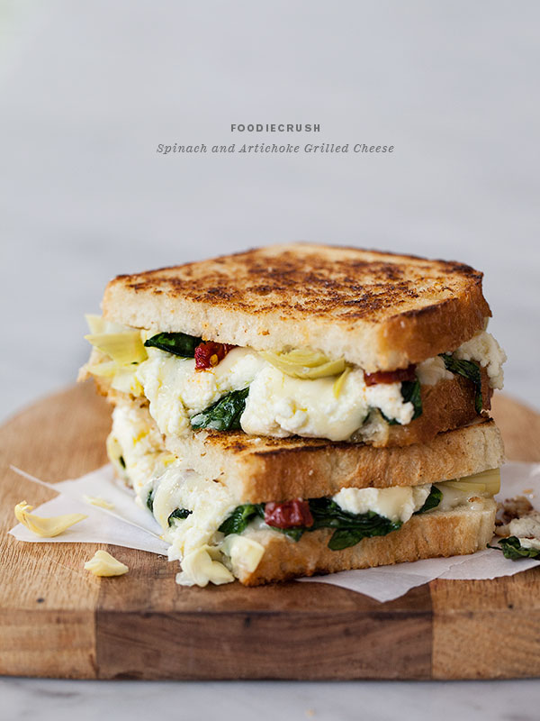 Spinach and Artichoke Grilled Cheese | foodiecrush.com