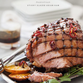Sticky Glazed Asian Ham | FoodieCrush.com