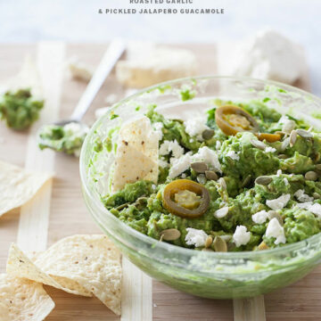 Roasted Garlic and Pickled Jalapeño Guacamole | foodiecrush.com-016
