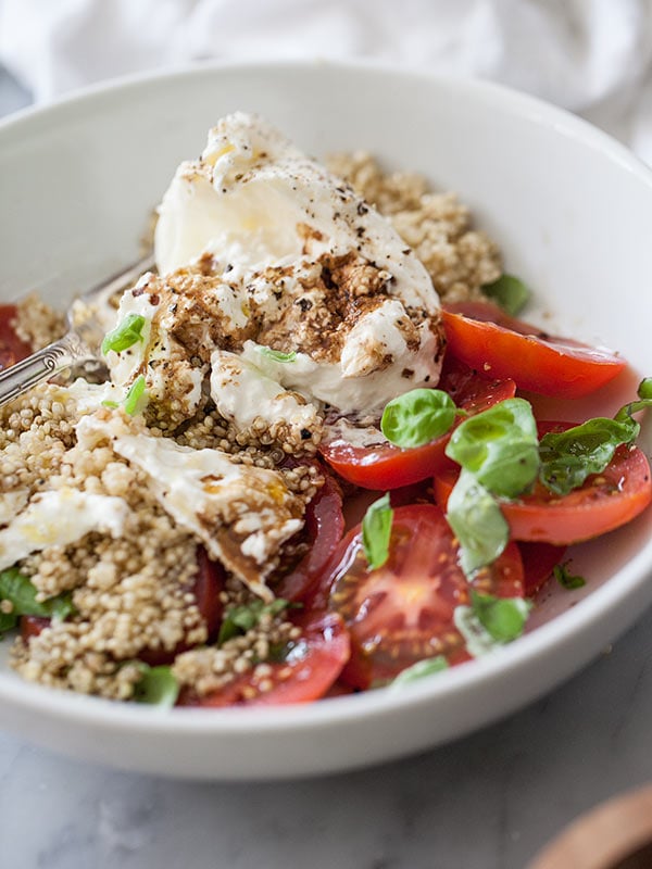 Quinoa and Buratta Caprese Salad | foodiecrush.com