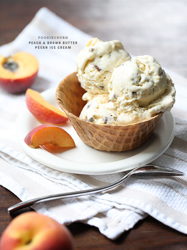 Peach and Brown Butter Pecan Ice Cream