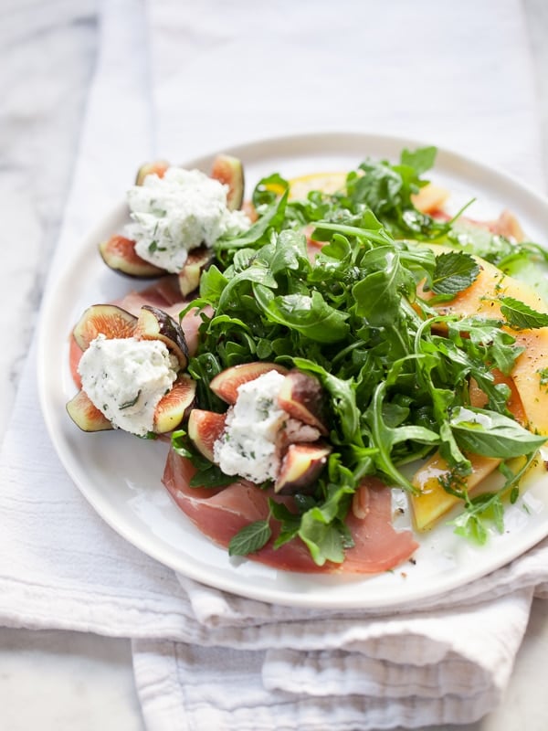 Goat Cheese Stuffed Fig, Melon and Prosciutto Salad Image